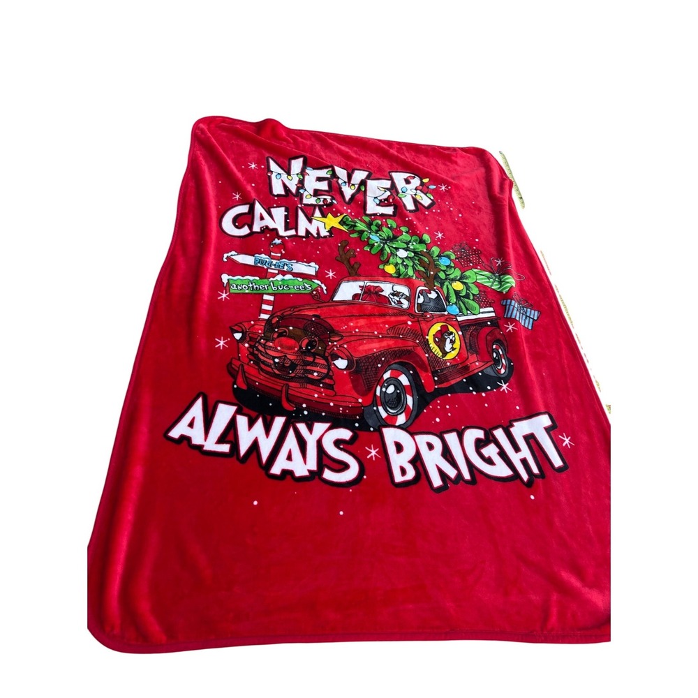 Buc-ee's Plush Throw Blanket 50x68 Red Holiday Truck Christmas Unisex